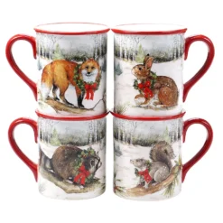 Certified International Winter Forest 4-pc. Mug Set