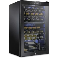 Schmecke Wine Fridge, Dual Freestanding Wine Refrigerator, 33 Bottle Wine Cooler