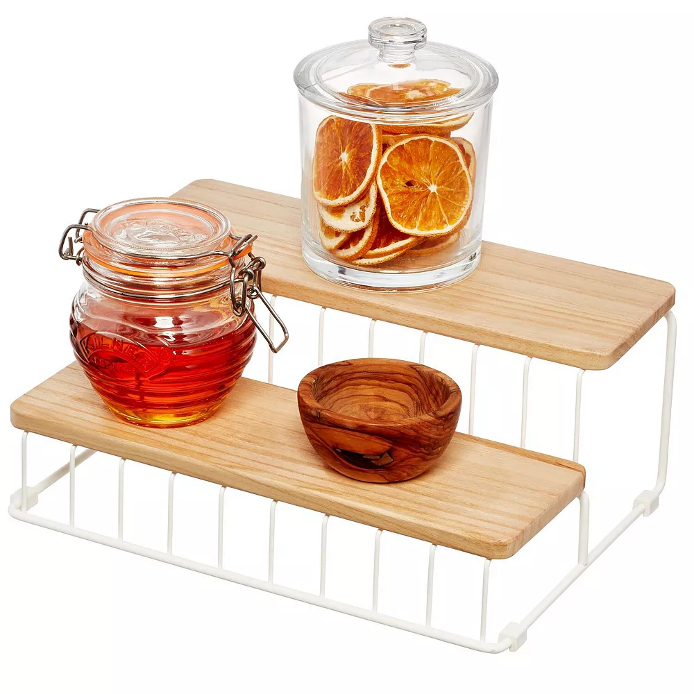 IDesign Wire & Paulownia Wood 2-Tier Can Organizer - Image 2