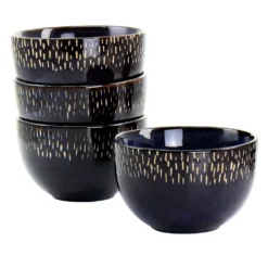 Home Trends Matisse 4 Piece 5.25 Inch Stoneware Bowl Set In Cobalt