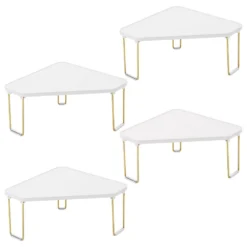 MDesign Plastic/Steel Corner Stackable Rack For Bathroom - 4 Pack